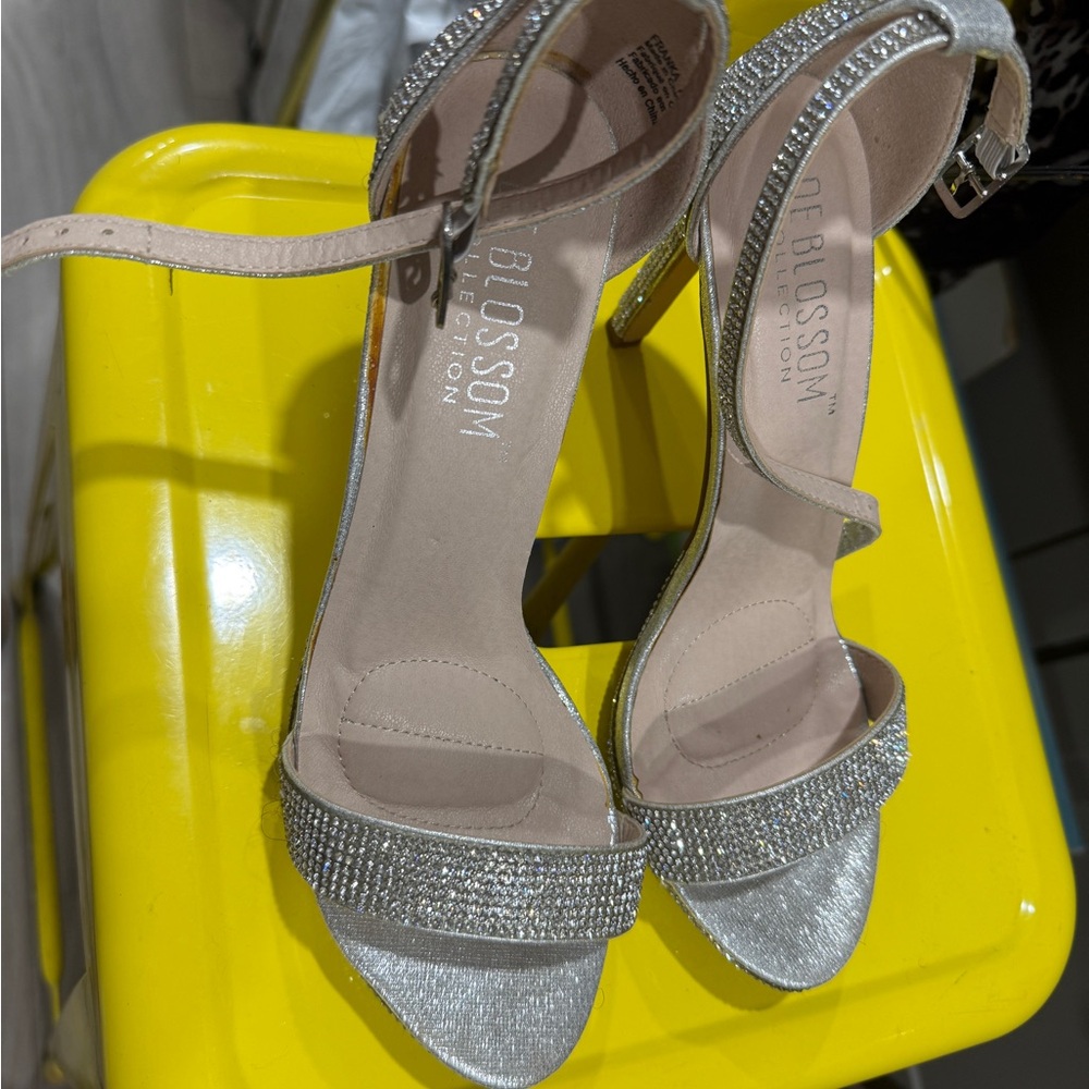 De Blossom Collection Silver Stiletto Heels